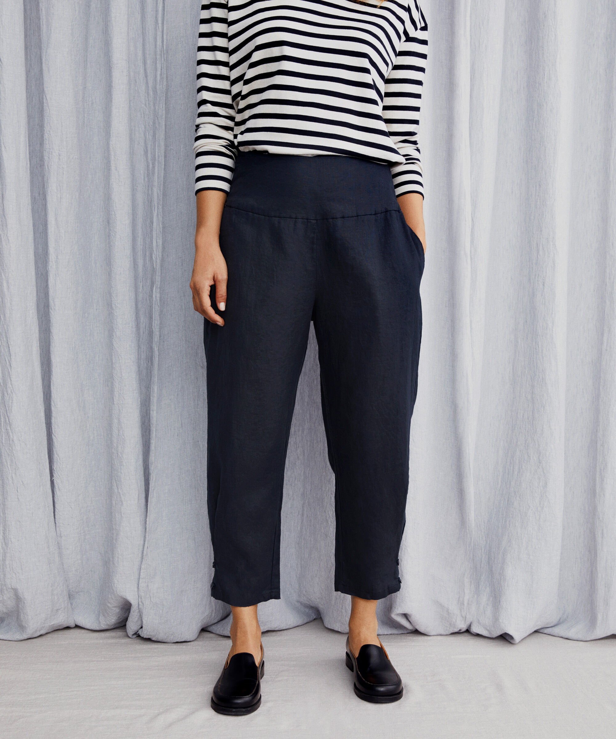 Trousers | Black Satin Side Piping Wide Leg Trouser | Principles